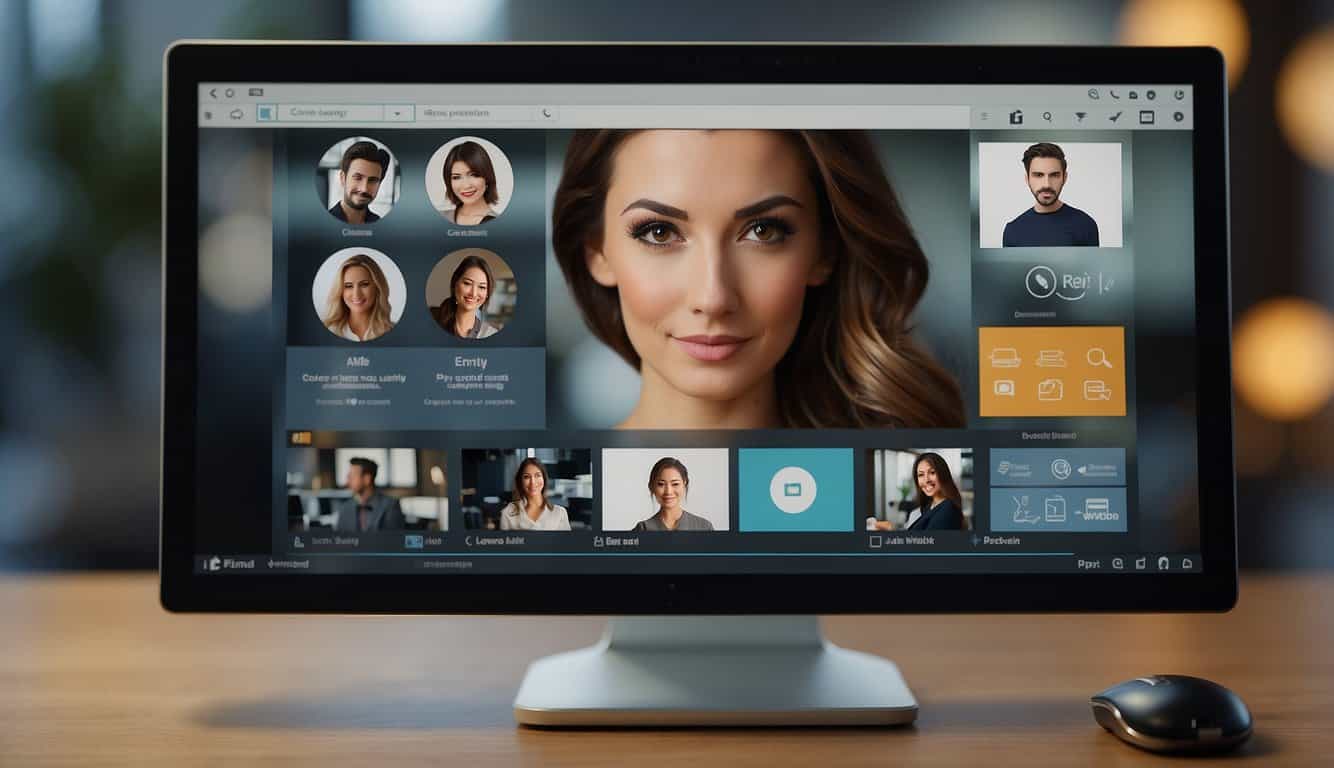 A person selects from a variety of video testimonial tools displayed on a computer screen. The tools are arranged neatly with clear labels and icons