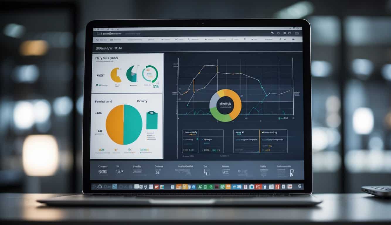 A computer screen displaying various online survey tools with charts and graphs