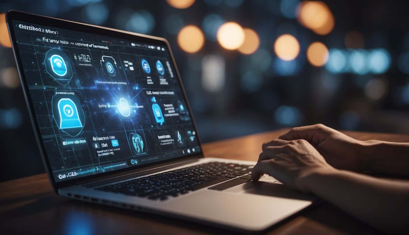 A chatbot seamlessly guides a customer through a digital journey, while various marketing tools enhance its capabilities