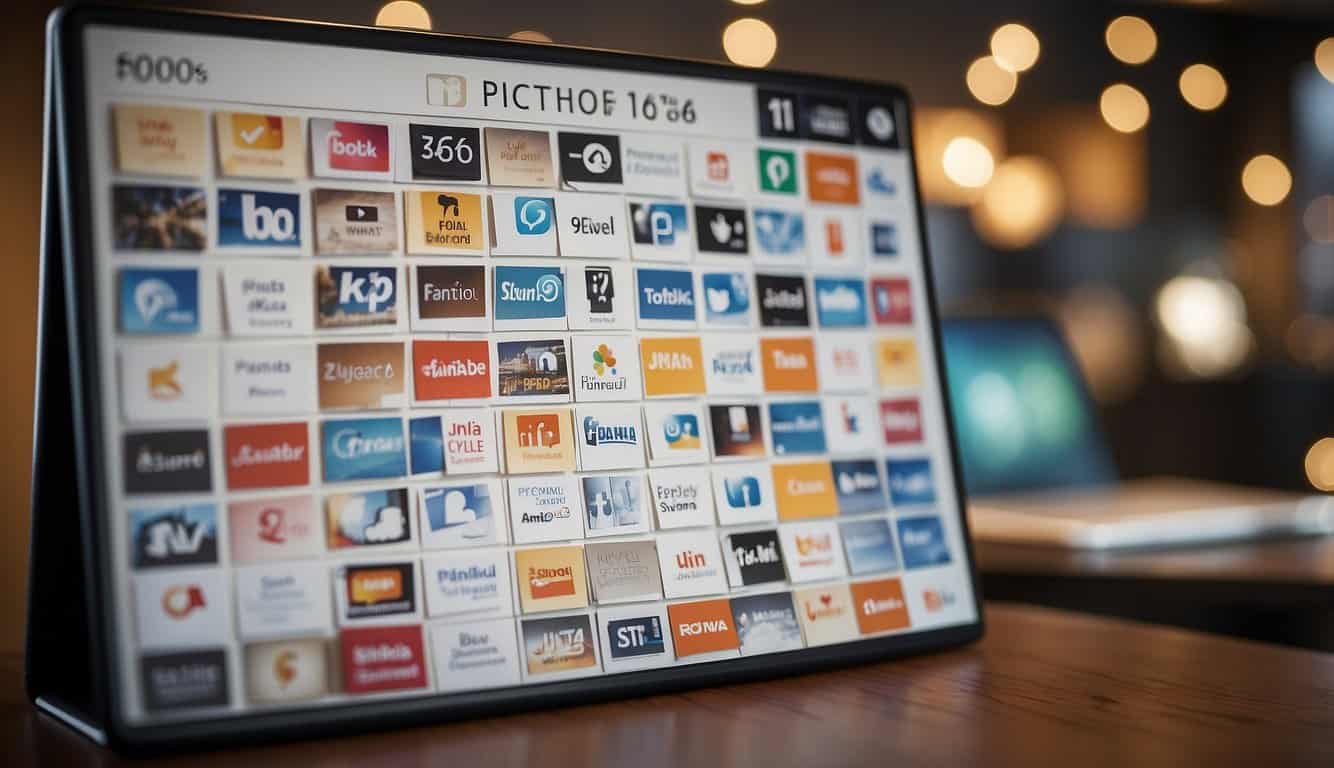 A calendar with social media icons scheduled for posting