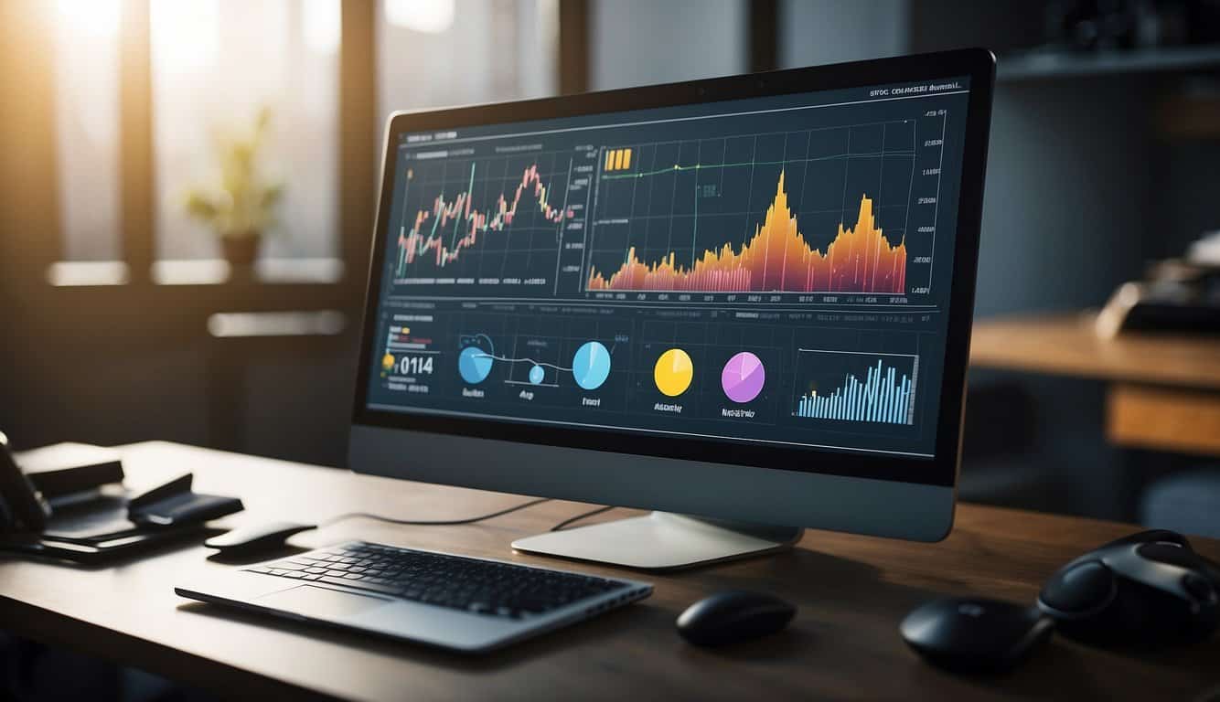 A computer screen displaying advanced SEM tools and strategies with various graphs and data charts