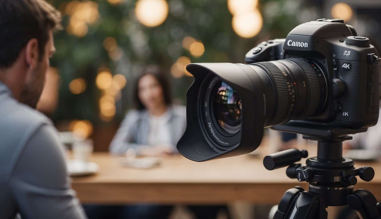 A camera capturing a dynamic video marketing training session with engaging visuals and clear audio